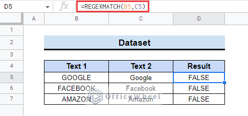 google sheets regexmatch case sensitive example